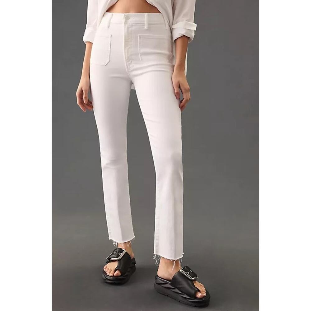 Mother The Hustler Patch Pocket Flood Jeans Cream Puffs Size 29
